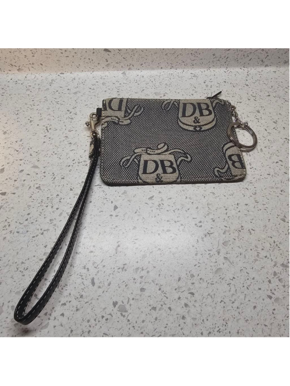 Dooney & Bourke Vintage Monogram Canvas Wristlet Pouch with Keyring